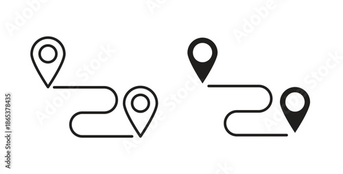 Route icons illustration, editable stroke, flat design style isolated on white
