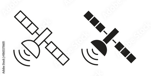 Satellite icons illustration, editable stroke, flat design style isolated on white