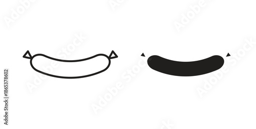 Sausage icons illustration, editable stroke, flat design style isolated on white