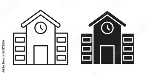 school icons illustration, editable stroke, flat design style isolated on white