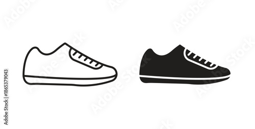 Sneaker icons illustration, editable stroke, flat design style isolated on white