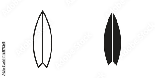 Surf board icons illustration, editable stroke, flat design style isolated on white