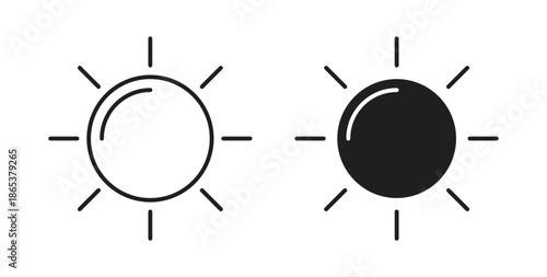 Sun icons illustration, editable stroke, flat design style isolated on white