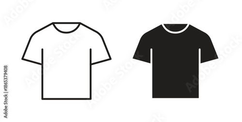 T shirt icons illustration, editable stroke, flat design style isolated on white