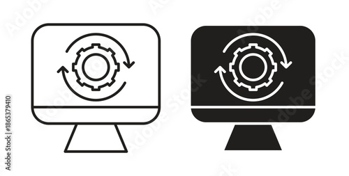 System update icons illustration, editable stroke, flat design style isolated on white