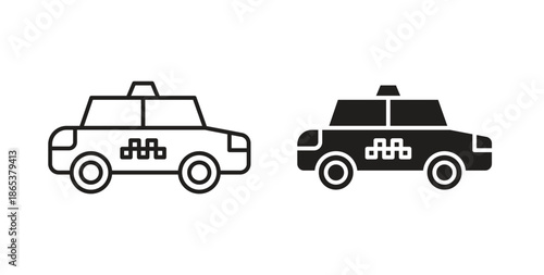 Taxi icons illustration, editable stroke, flat design style isolated on white