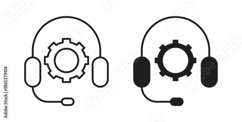 Technical support icons illustration, editable stroke, flat design style isolated on white
