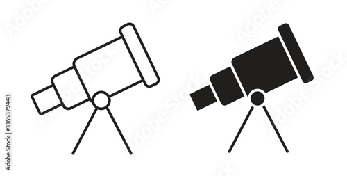 Telescope icons illustration, editable stroke, flat design style isolated on white