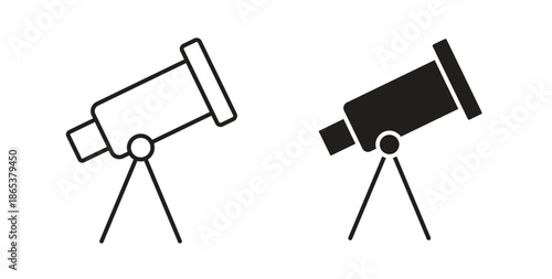 Telescope icons illustration, editable stroke, flat design style isolated on white