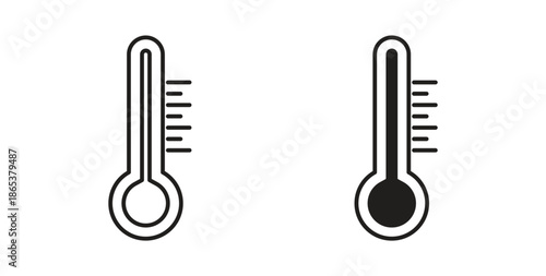 Temperature icons illustration, editable stroke, flat design style isolated on white