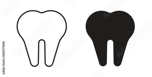 Tooth icons illustration, editable stroke, flat design style isolated on white