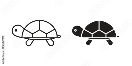 Tortoise icons illustration, editable stroke, flat design style isolated on white