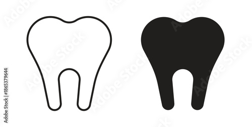 Tooth icons illustration, editable stroke, flat design style isolated on white