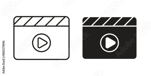 Video icons illustration, editable stroke, flat design style isolated on white