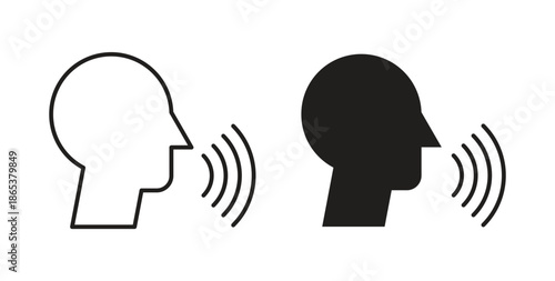 Voice icons illustration, editable stroke, flat design style isolated on white