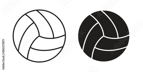 Volley ball icons illustration, editable stroke, flat design style isolated on white