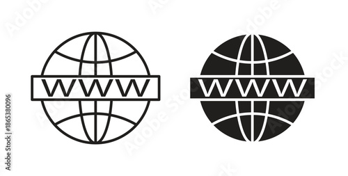 Website globe icons illustration, editable stroke, flat design style isolated on white