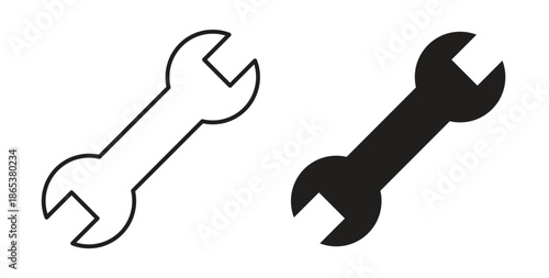 Wrench icons illustration, editable stroke, flat design style isolated on white