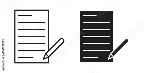 Writing icons illustration, editable stroke, flat design style isolated on white