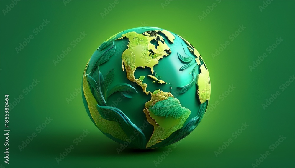 Fototapeta premium earth globe on green background
