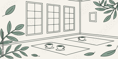 Coffee and Yoga in Tranquil Studio Setting