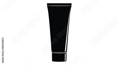 A sleek black cosmetic tube isolated on a clean white background