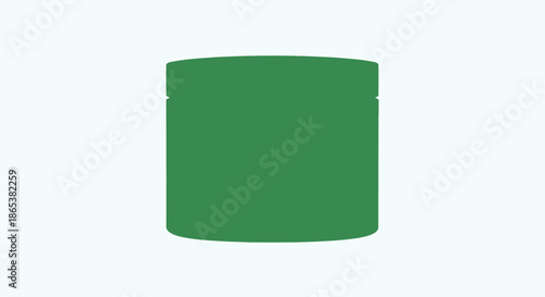 A simple green cylindrical container with a screw top is displayed