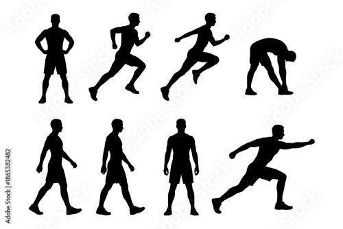 Silhouette of athletic poses and movements for fitness inspiration