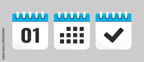 Set icons page calendar - day 1, agenda, done
