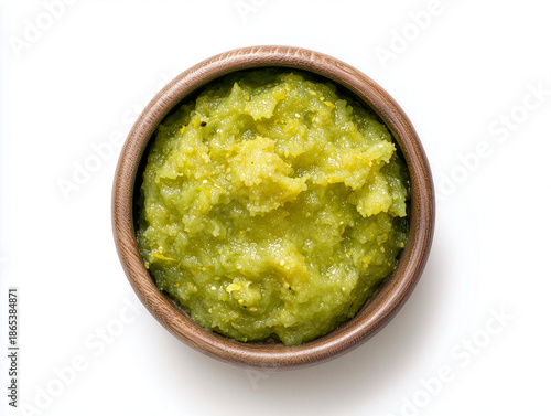 Top view of the traditional Japanese cuisine seasoning Yuzu Kosho.