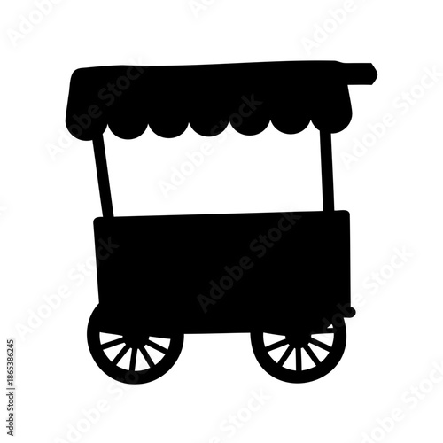 Simple Black Silhouette Depiction of a Food Cart or Vendor Stand