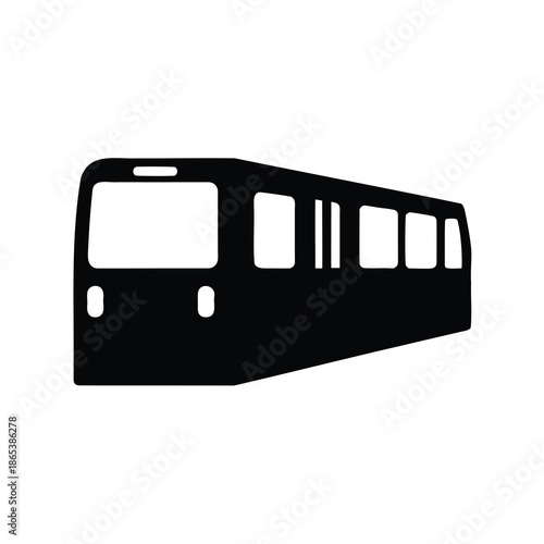 A Black Silhouette of a Subway Train for Transportation and Transit