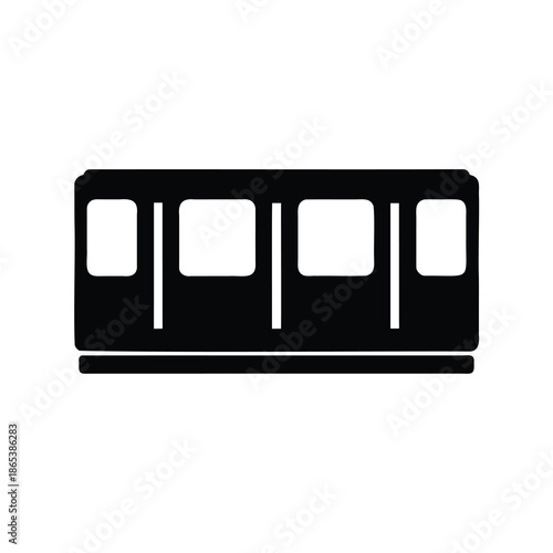 Silhouette of a Train Car with Windows and a Rectangular Base