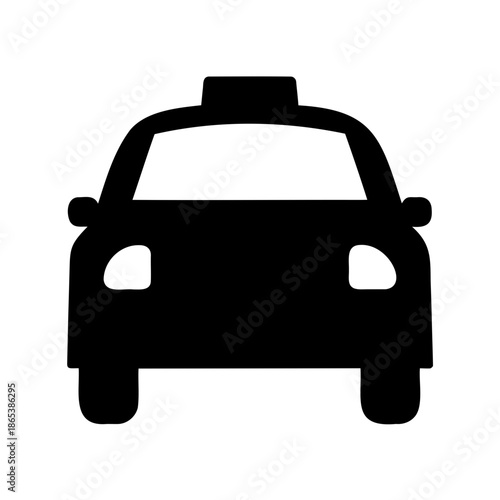 Front view of a simplified black taxi cab vector illustration isolated