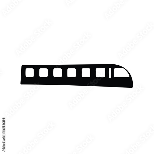 Stylized Black Silhouette of a High Speed Train on a White Background