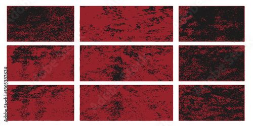 A collection of abstract red and black backgrounds featuring grunge texture and vintage paper patterns for seamless vector design elements and wall decoration art