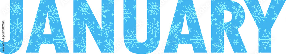 Fototapeta premium January blue letters with snowflakes