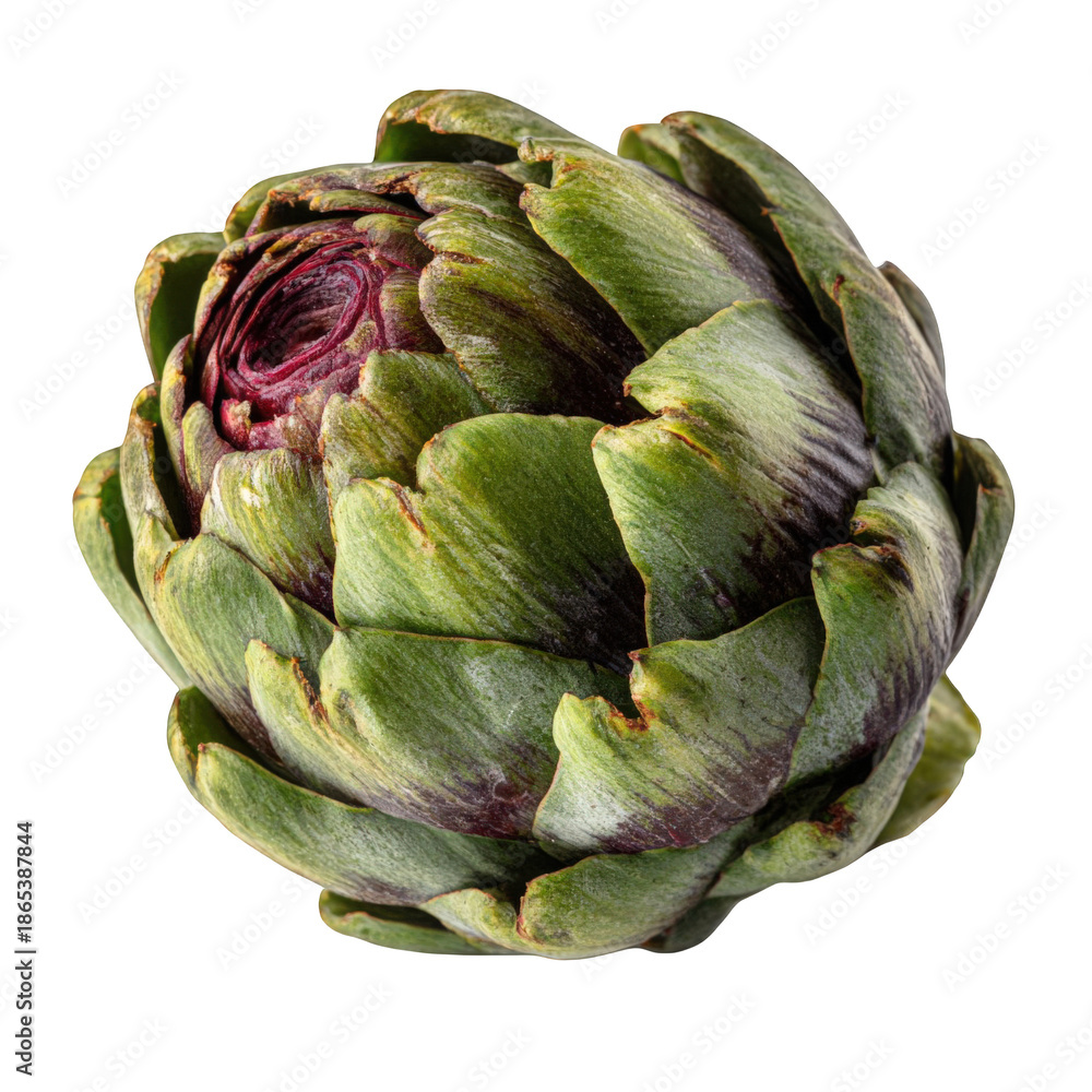 Fototapeta premium Fresh green artichoke isolated on transparent background