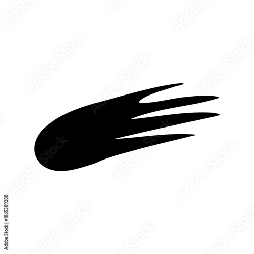 Stylized image of a comet with three tails on a white background