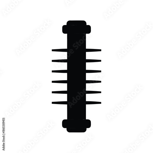 Black silhouette of an electrical insulator with multiple fins on white background