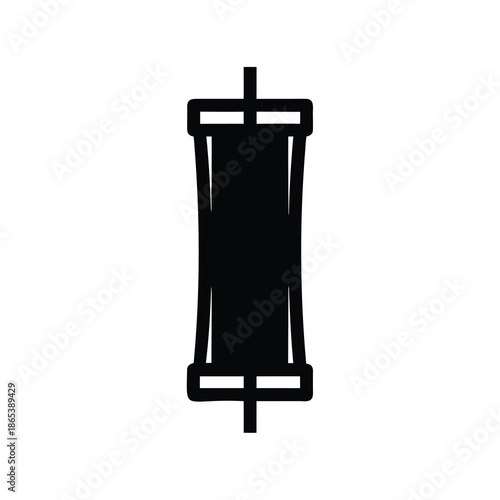 Abstract black and white geometric design with cylindrical shape and lines