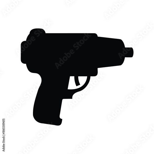 Black silhouette of a handgun, a symbol of firearms and weaponry