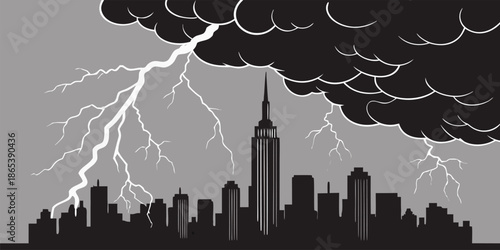 Thunderstorm Over City Skyline