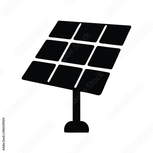 Black silhouette of a solar panel installation generating renewable energy