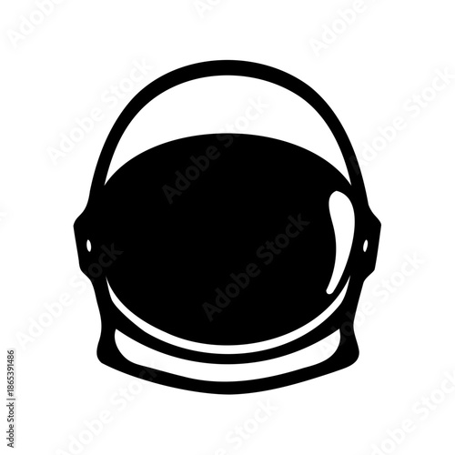 Simple astronaut helmet illustration, ready to explore the universe in black and white