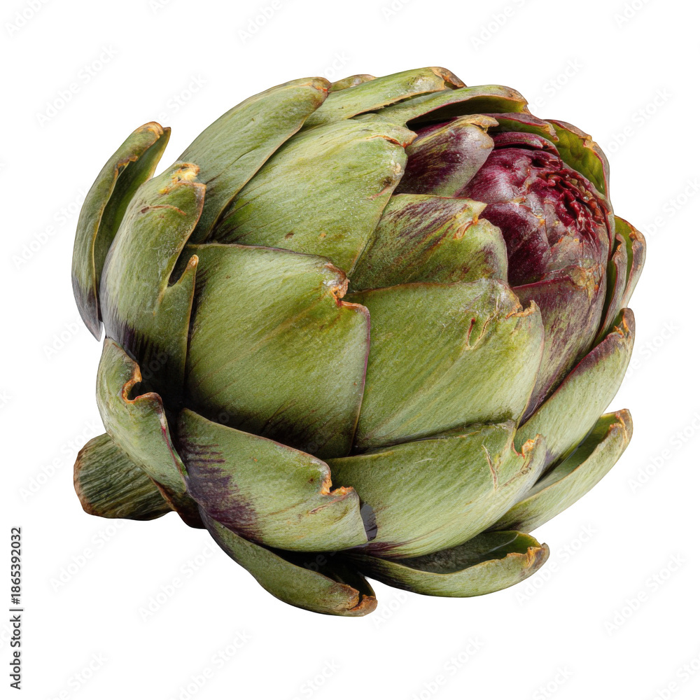 Fototapeta premium Fresh green artichoke isolated on transparent background