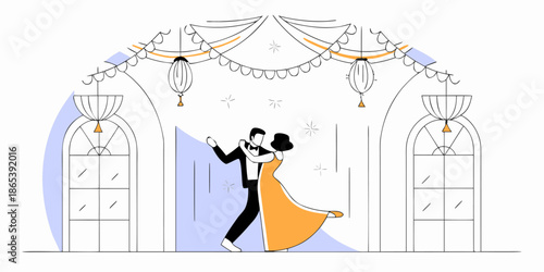 Vintage 1920s New Year's Ballroom Dance Scene