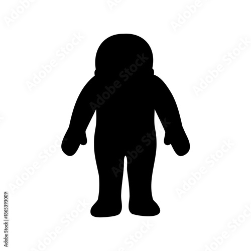 Black silhouette of an astronaut standing tall, with an unknown purpose