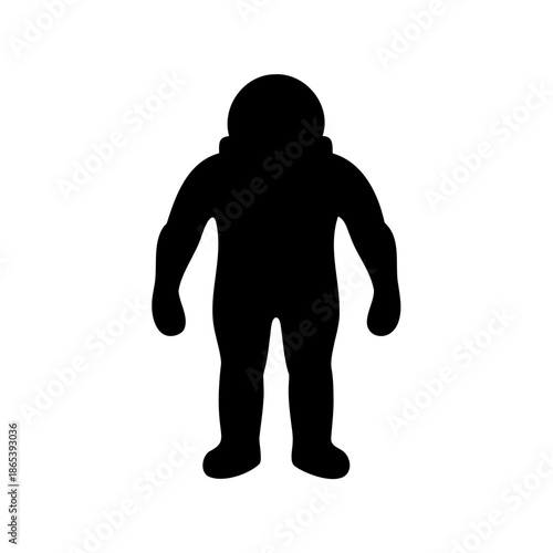 Silhouette of a person in a spacesuit or protective gear standing upright