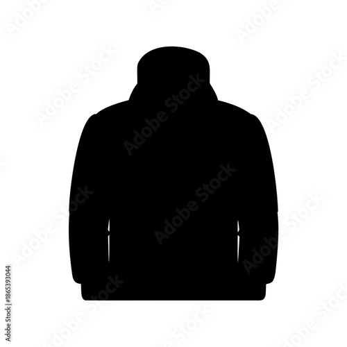 Silhouette of a warm hooded winter jacket for outdoor cold weather